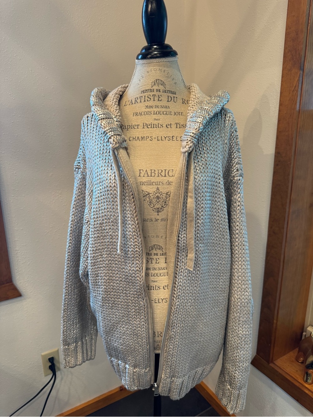 Cozy Hooded Zip Sweater Jacket - silver